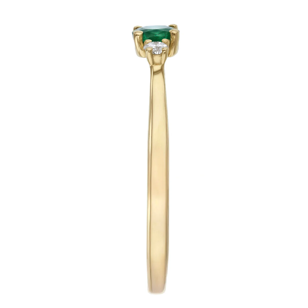 Bijou Collection 0.33ct Oval Emerald and 0.08ct Diamond Three-Stone Ring | 9K Yellow Gold - Image 4