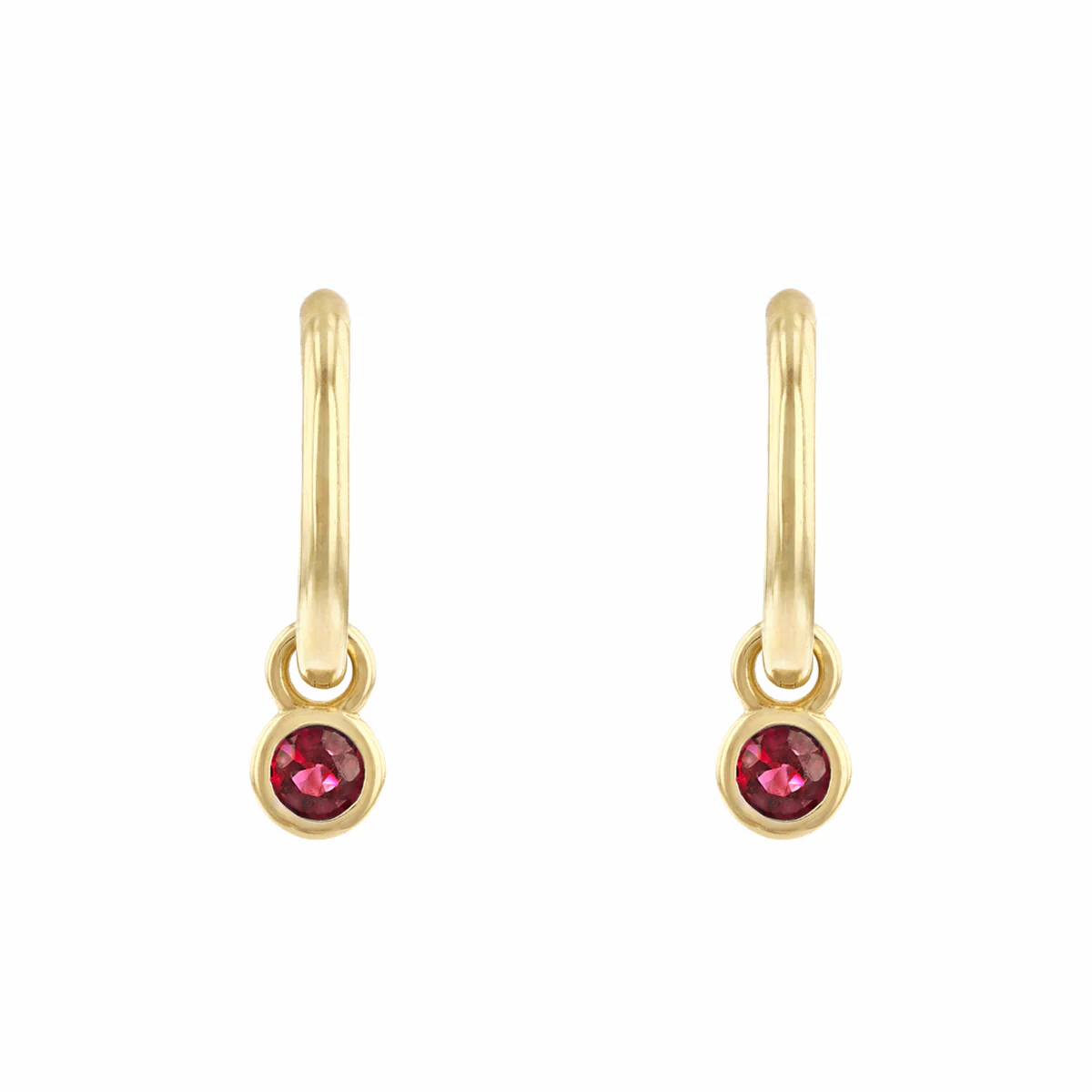 Birthstone Collection 0.33ct Ruby Drop Hoop Earrings | 9K Yellow Gold - Image 2