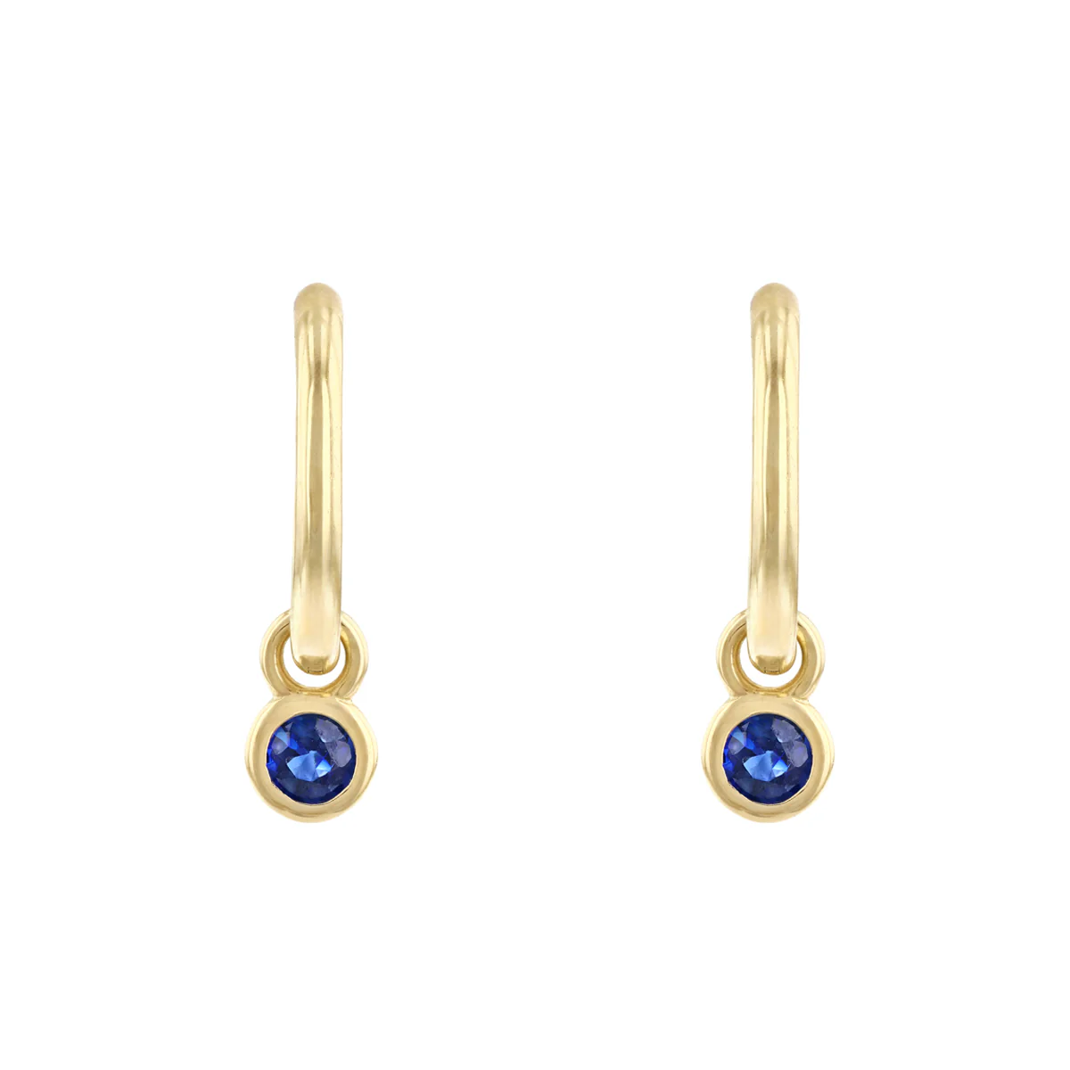 Birthstone Collection 0.33ct Sapphire Drop Hoop Earrings | 9K Yellow Gold - Image 2