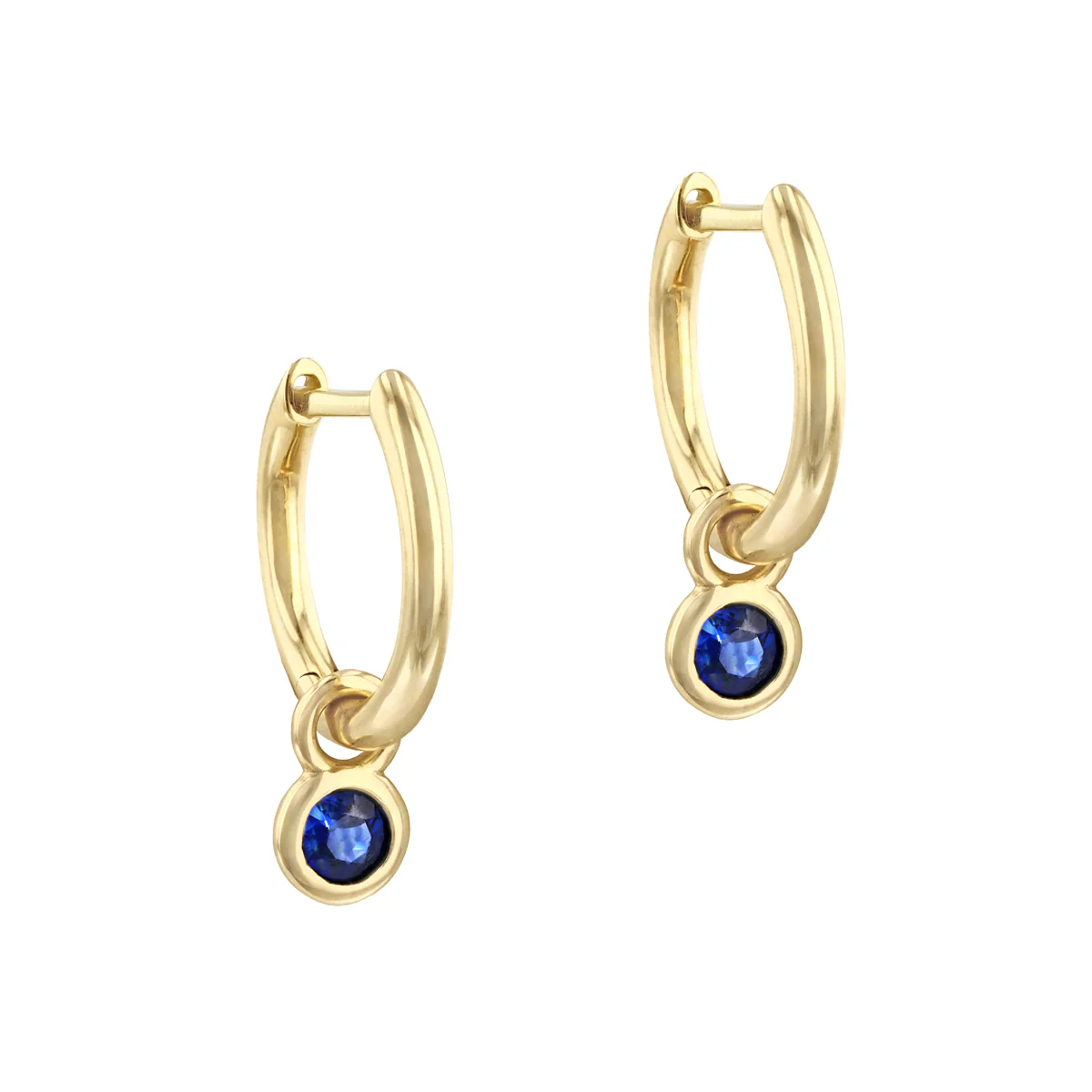 Birthstone Collection 0.33ct Sapphire Drop Hoop Earrings | 9K Yellow Gold - Image 3