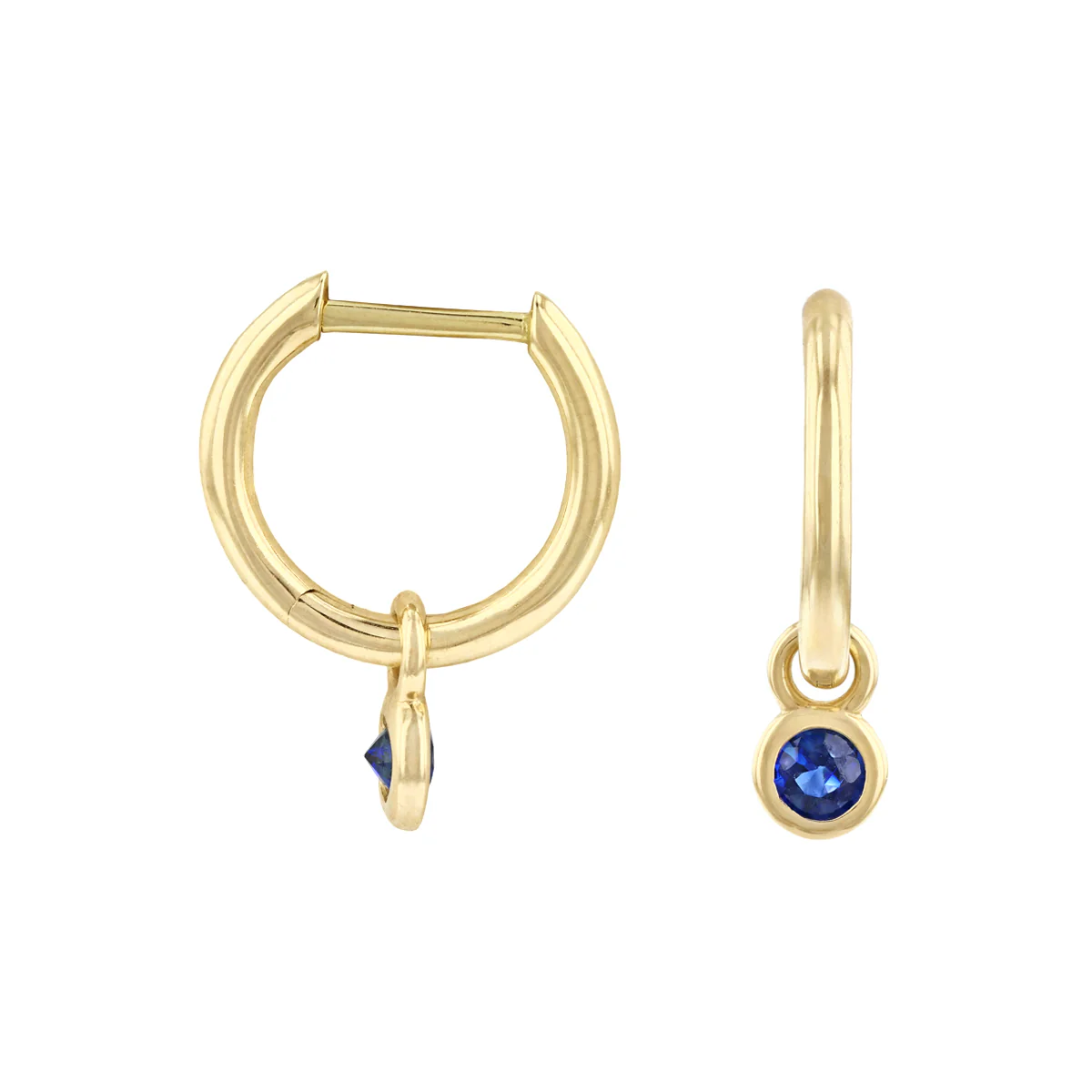 Birthstone Collection 0.33ct Sapphire Drop Hoop Earrings | 9K Yellow Gold - Image 4
