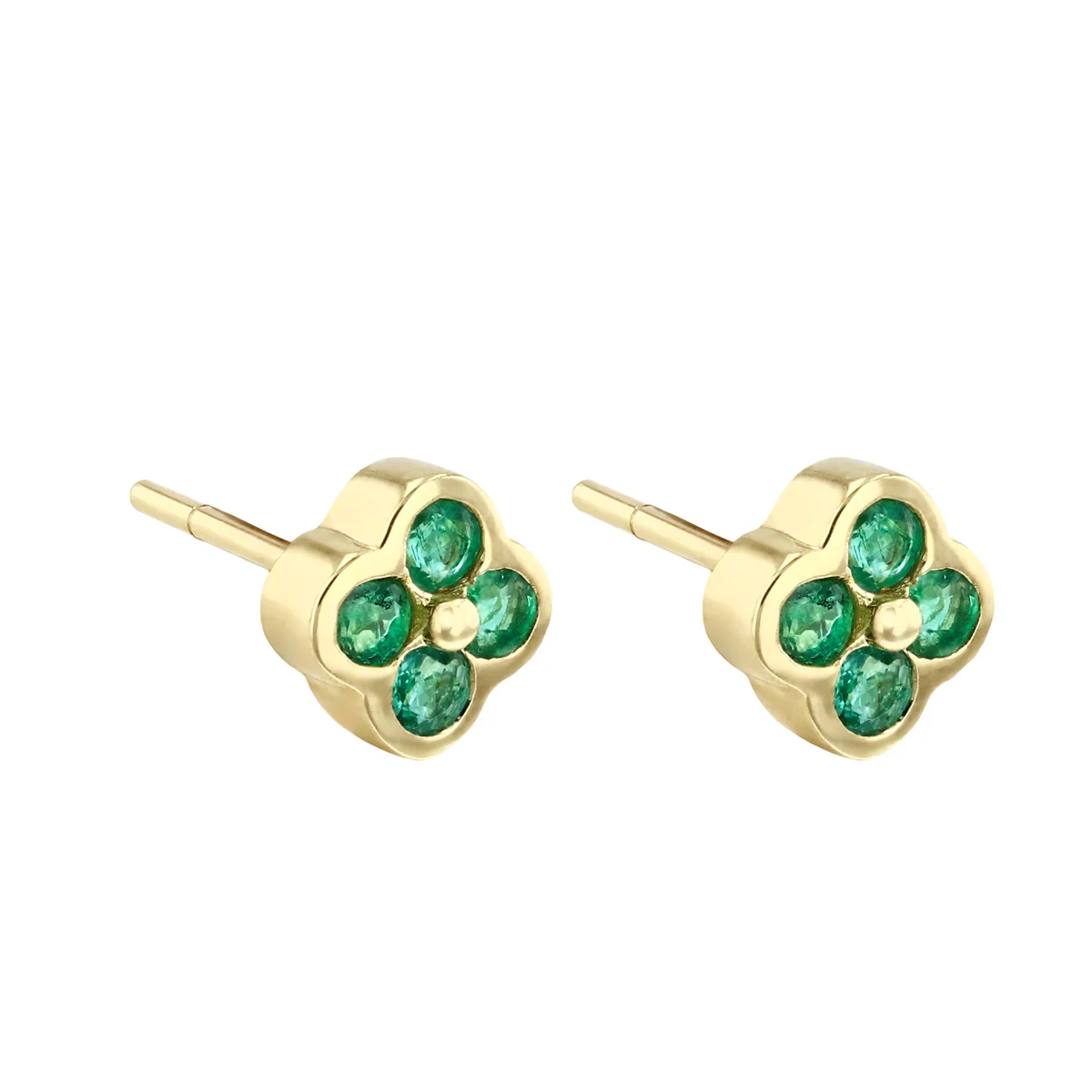Birthstone Collection 0.34ct Emerald Stud Petal Earrings | 9K Yellow Gold - Image 3