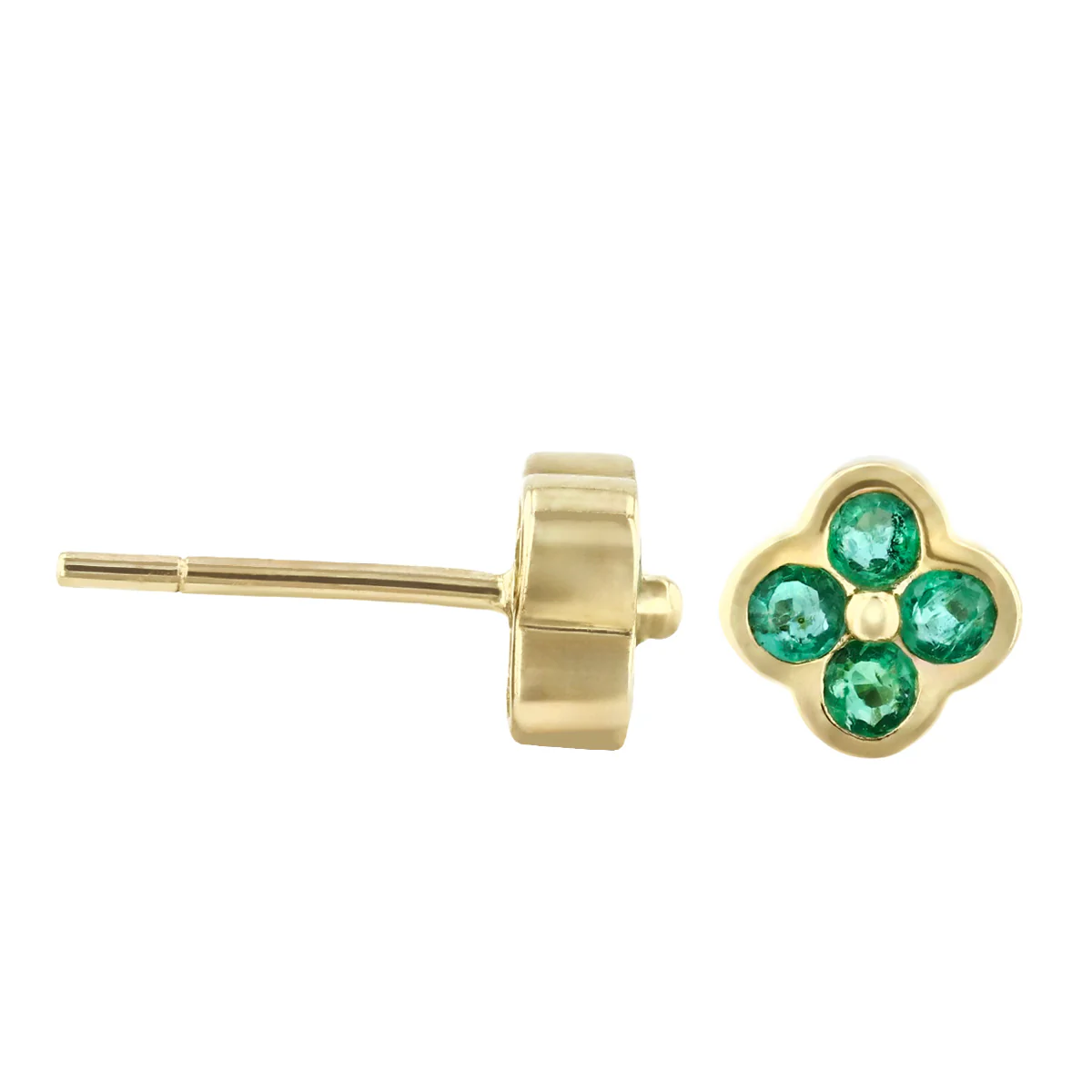 Birthstone Collection 0.34ct Emerald Stud Petal Earrings | 9K Yellow Gold - Image 4