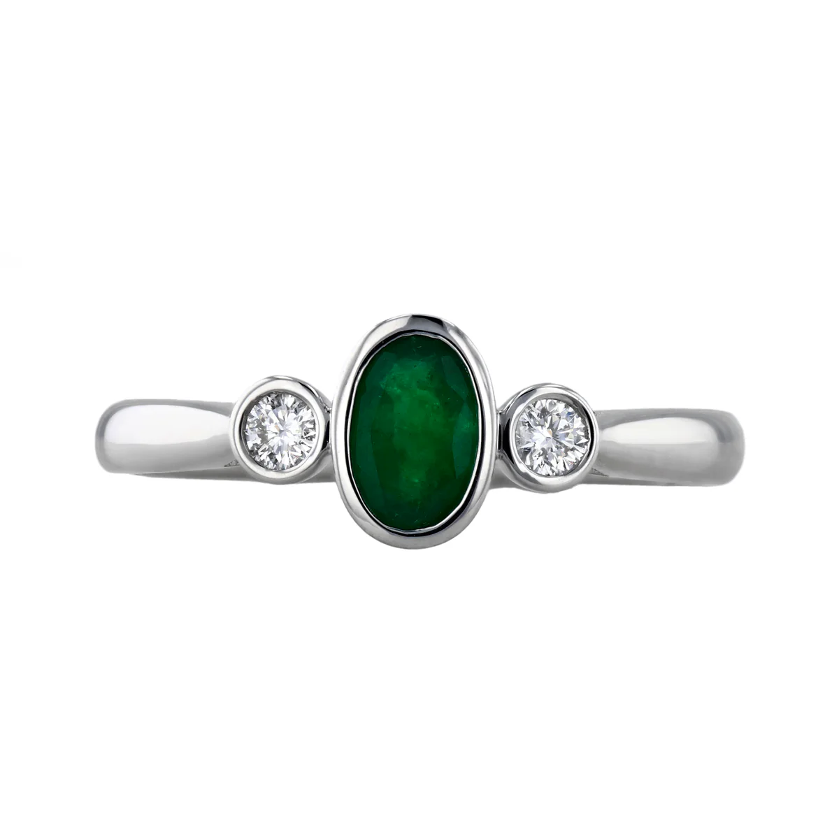 Bijou Collection 0.35ct Oval Emerald and Diamond | 9K White Gold - Image 2