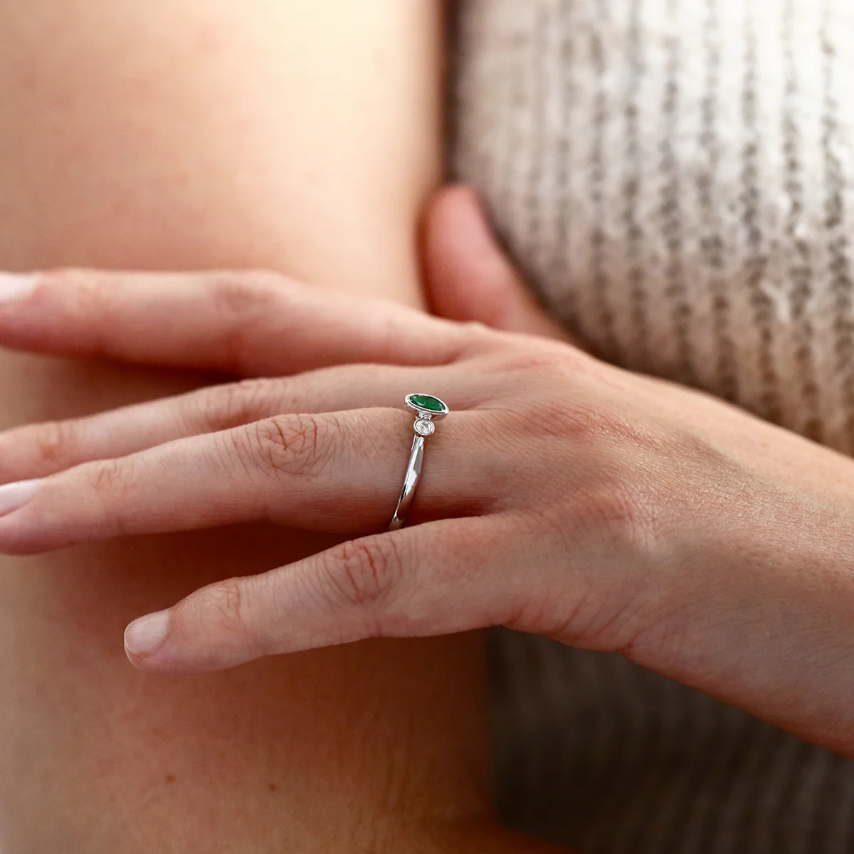 Bijou Collection 0.35ct Oval Emerald and Diamond | 9K White Gold - Image 7