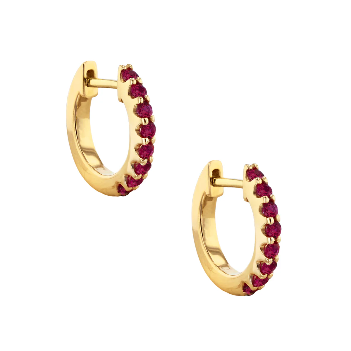 Birthstone Collection 0.36ct Ruby 9mm Hoop Earrings | 9K Yellow Gold - Image 5