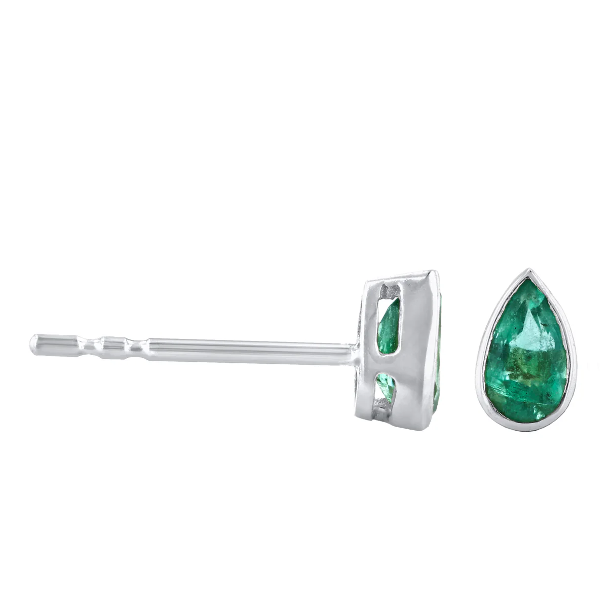Bijou Collection 0.39ct Emerald Bezel Set Stud Earrings | 9K White Gold - Image 4