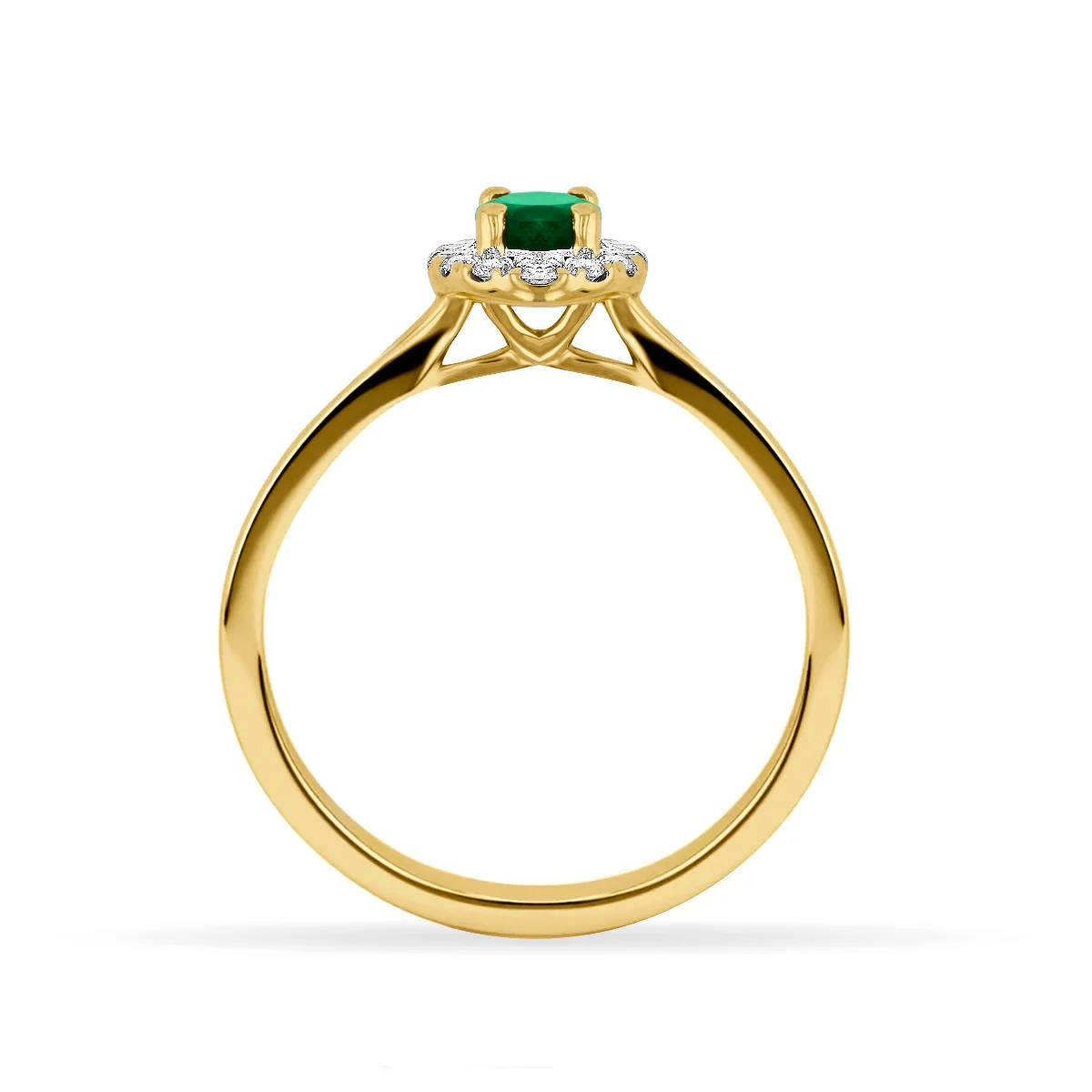 Bijou Collection 0.40ct Oval Cut  Emerald & Diamond Cluster Ring | 9K Yellow Gold - Image 4