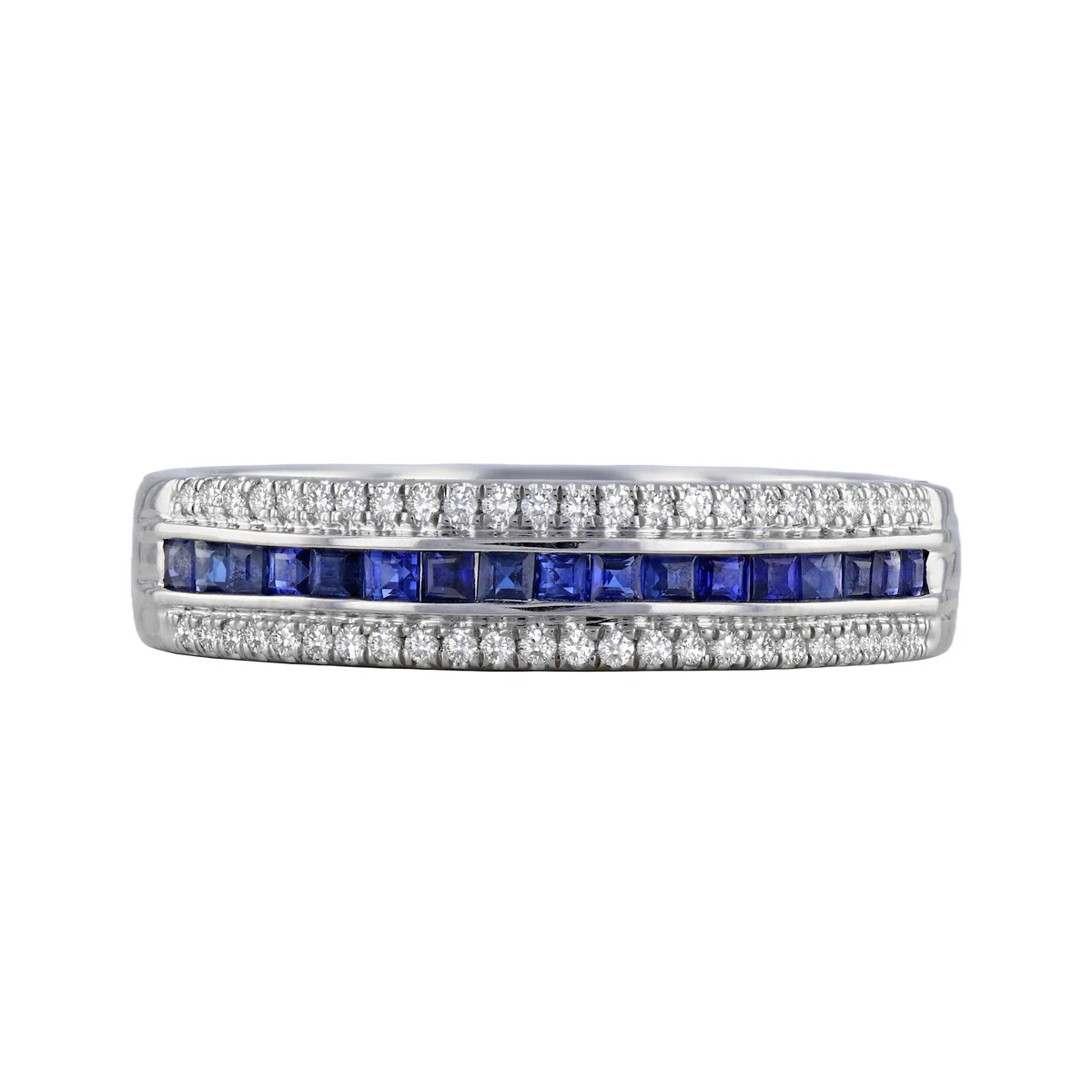 Bijou collection 0.42ct Sapphire and Diamond Half Eternity Ring | 9K White Gold - Image 2