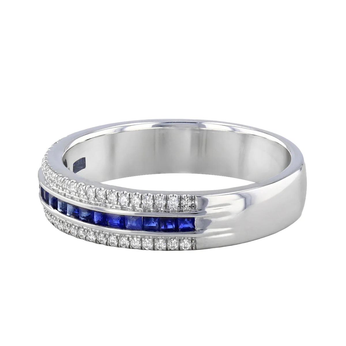 Bijou collection 0.42ct Sapphire and Diamond Half Eternity Ring | 9K White Gold - Image 3