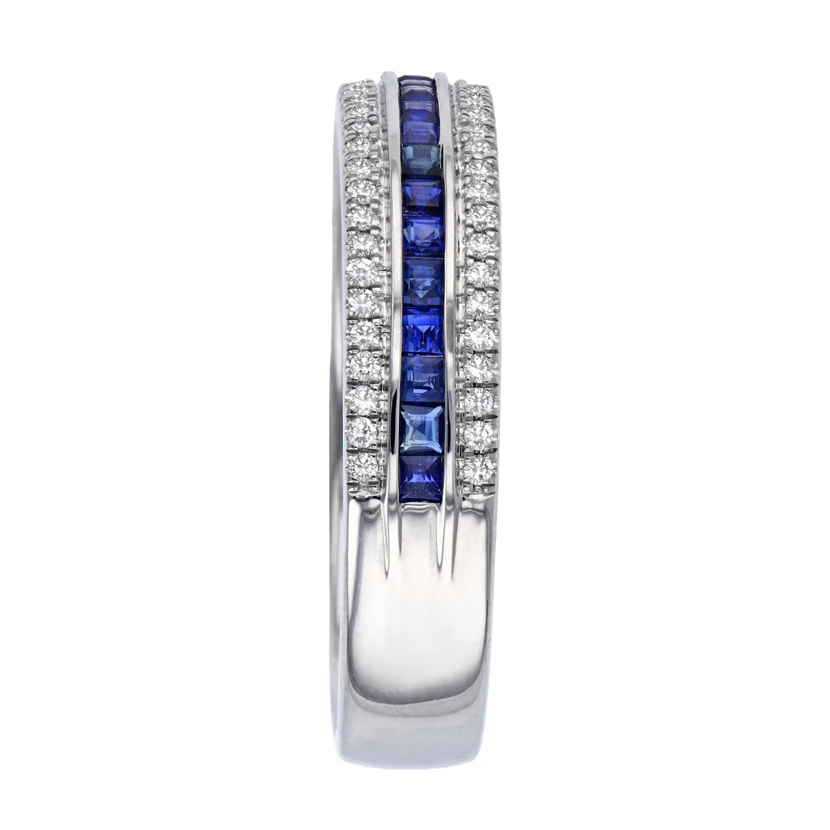 Bijou collection 0.42ct Sapphire and Diamond Half Eternity Ring | 9K White Gold - Image 4