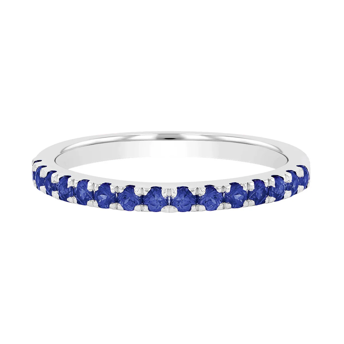 Bijou Collection 0.43ct Blue Sapphire Half Eternity Ring | 9K White Gold - Image 2
