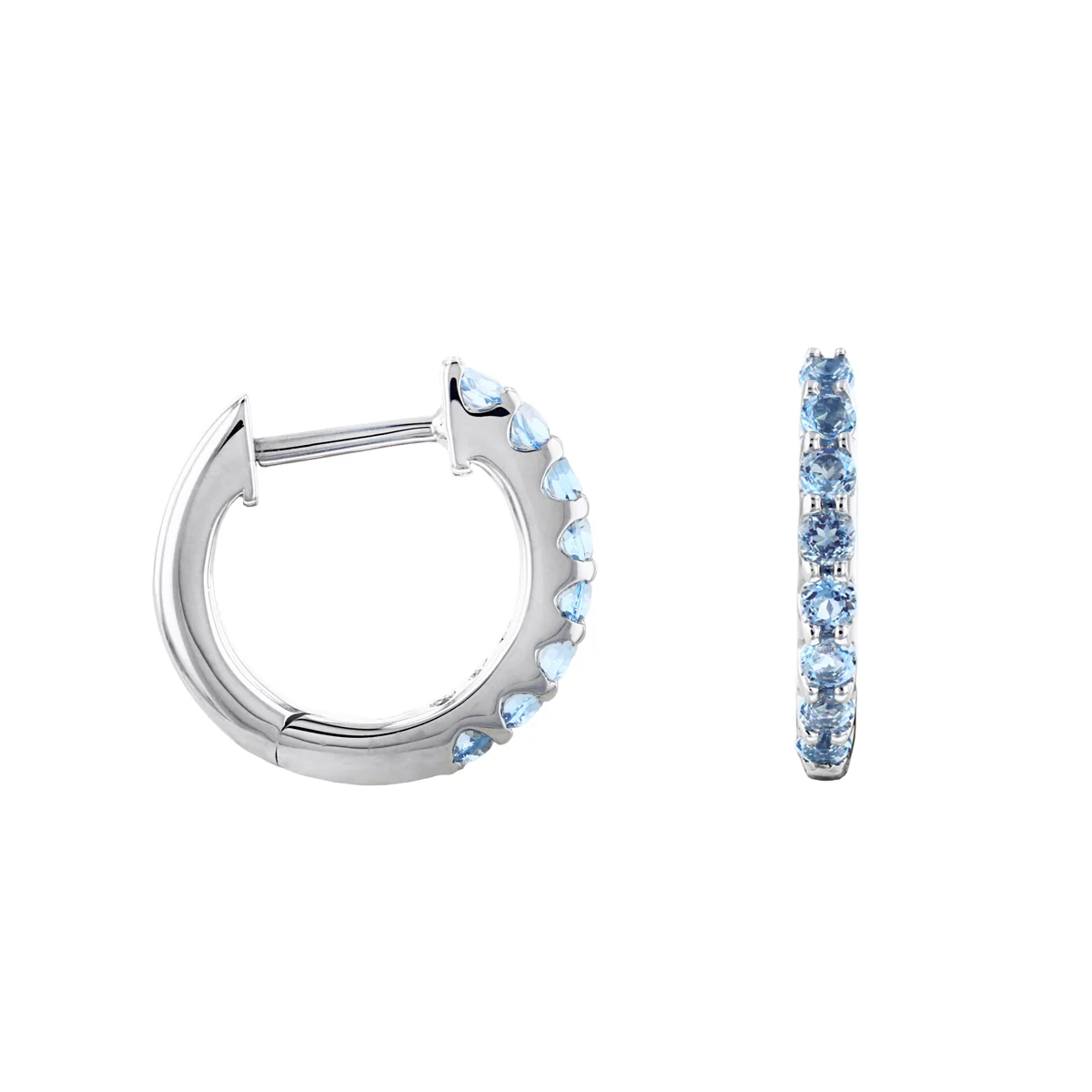 Birthstone Collection 0.45ct Blue Topaz 9mm Hoop Earrings | 9K White  Gold - Image 4