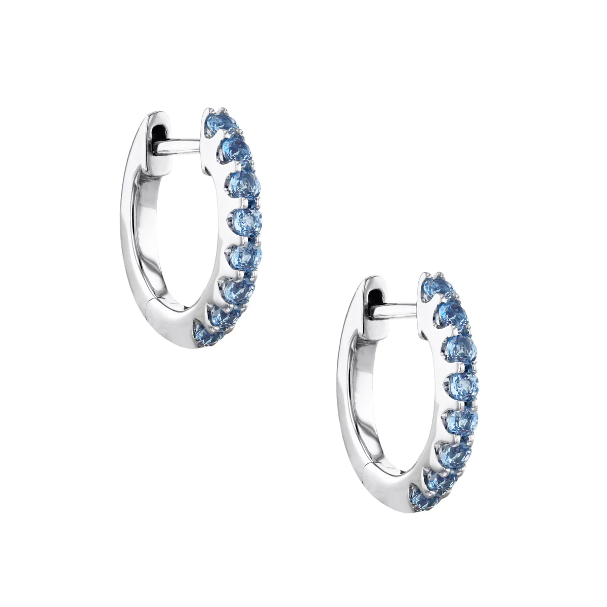 Birthstone Collection 0.45ct Blue Topaz 9mm Hoop Earrings | 9K White  Gold - Image 5