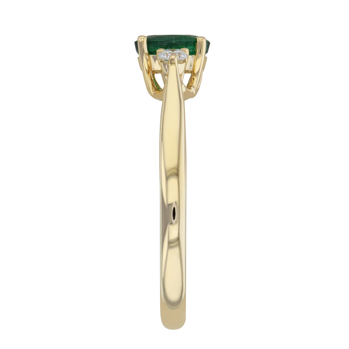 Bijou Collection 0.45ct Oval Cut Emerald & Diamond Three Stone Ring | 9K Yellow Gold - Image 5