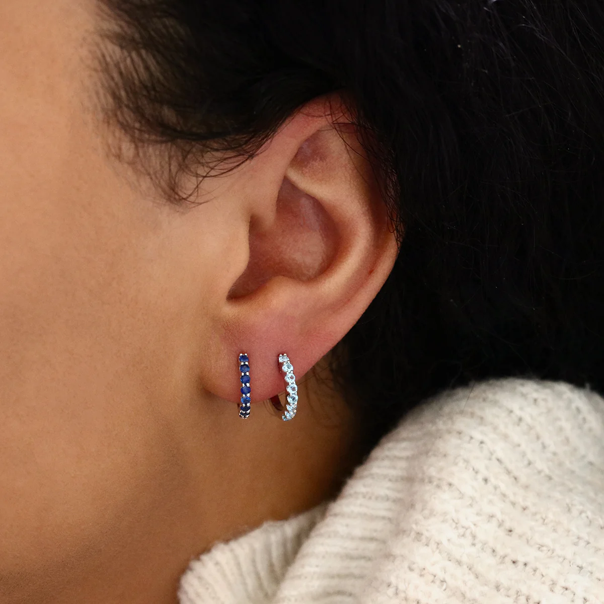 Birthstone Collection 0.45ct Sapphire 9mm Hoop Earrings | 9K Yellow Gold - Image 7