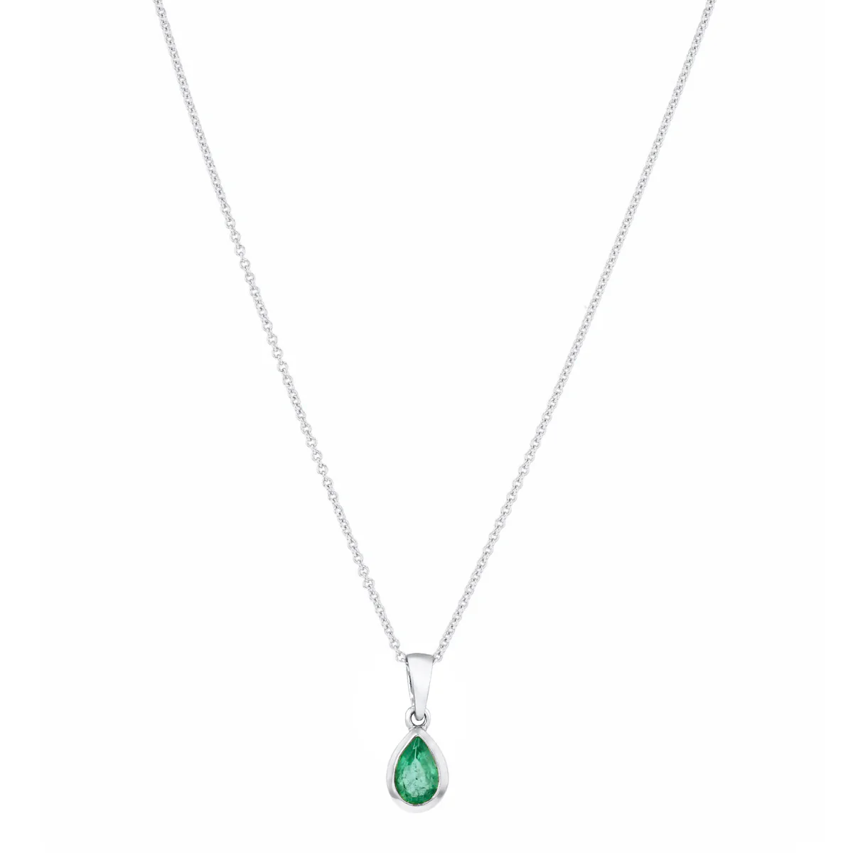 Birthstone Collection 0.46ct Pear Cut Emerald Necklace | 9K White Gold - Image 2