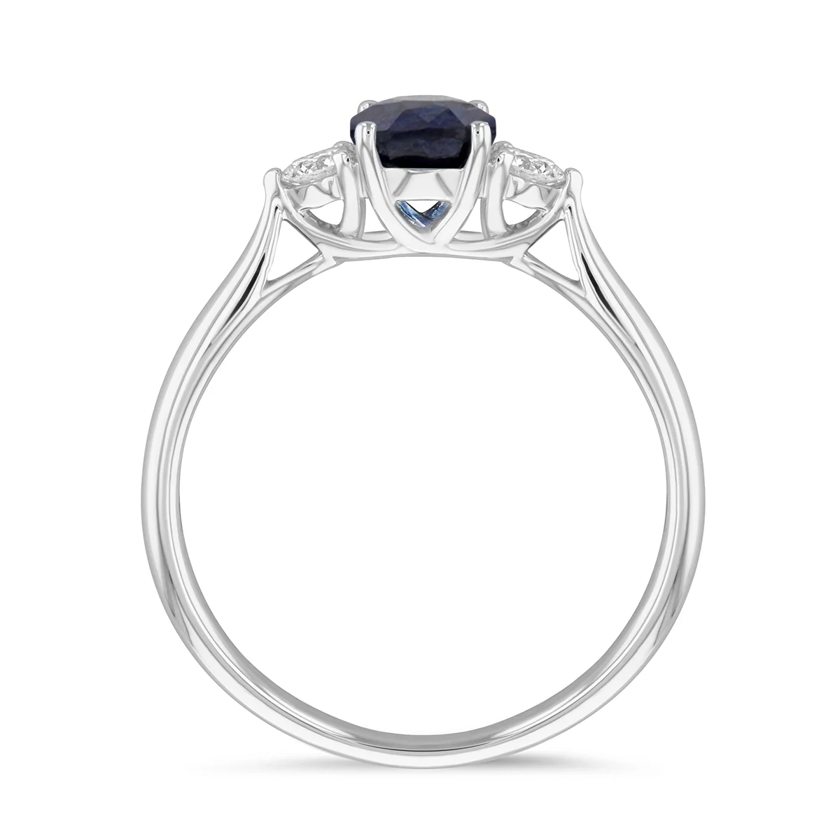 Bijou Collection 0.57ct Oval Sapphire & Diamond Three Stone Ring | 9K White Gold - Image 3