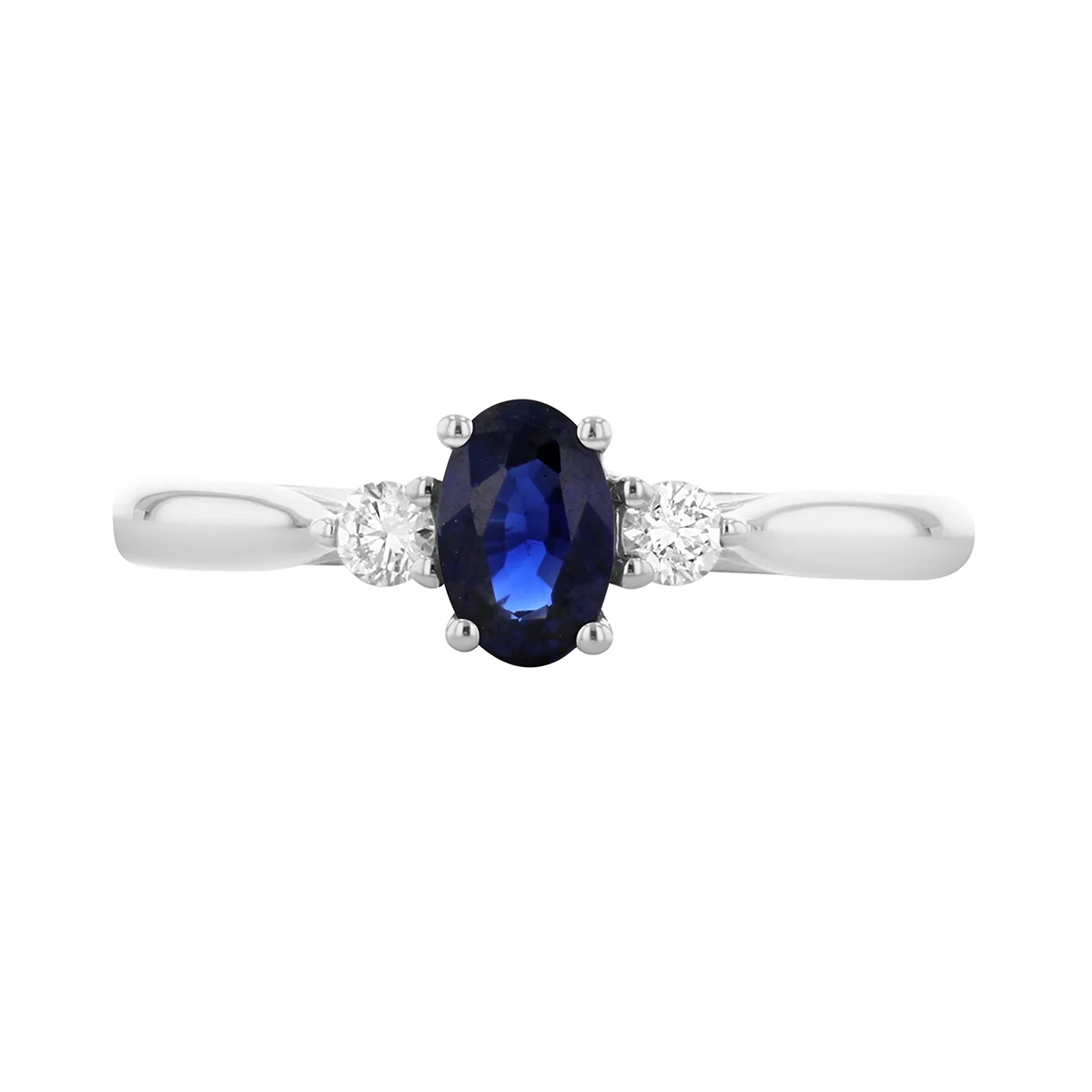 Bijou Collection 0.57ct Oval Sapphire & Diamond Three Stone Ring | 9K White Gold - Image 4
