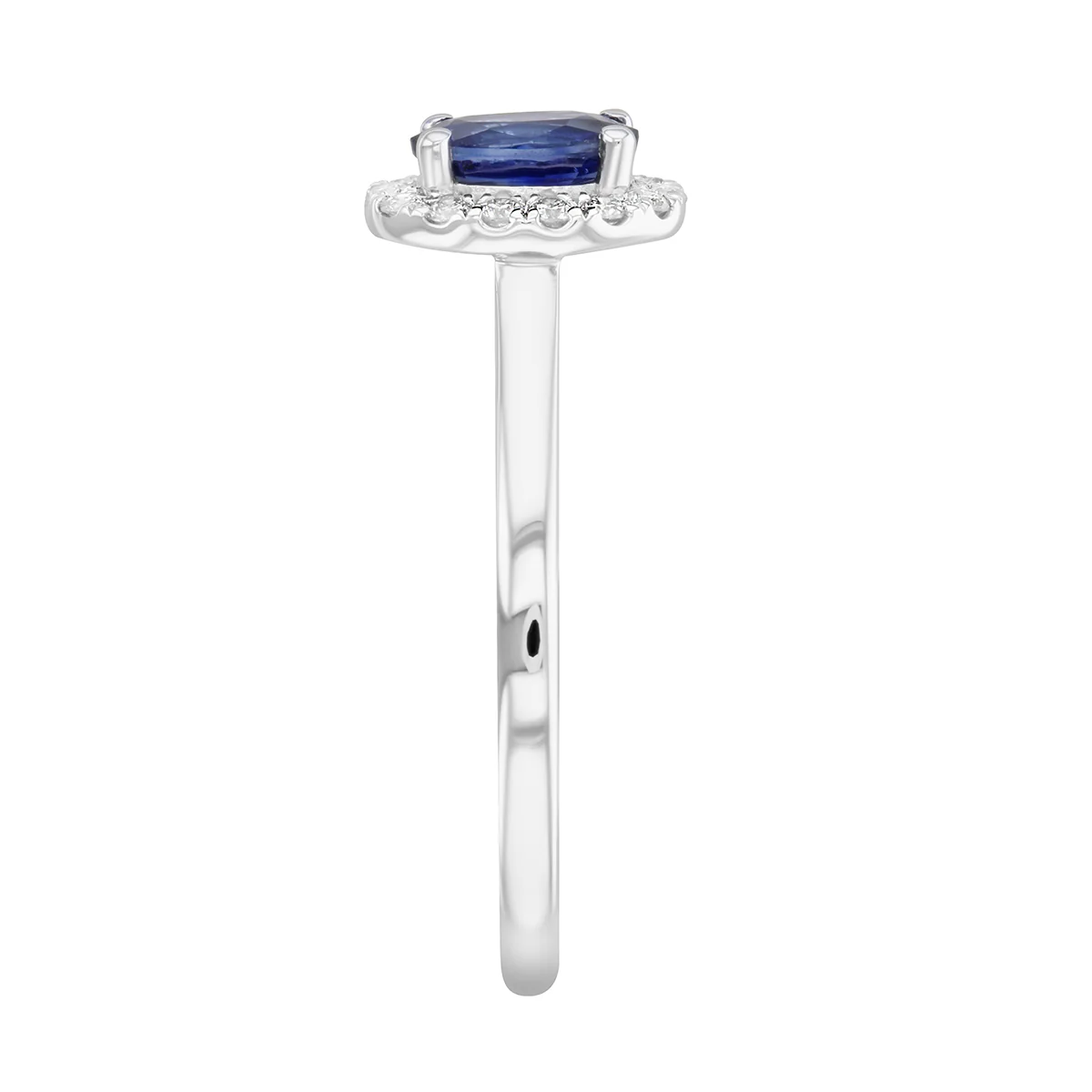 Bijou Collection 0.59ct Oval Sapphire & Diamond Halo Ring | 9K White Gold - Image 3