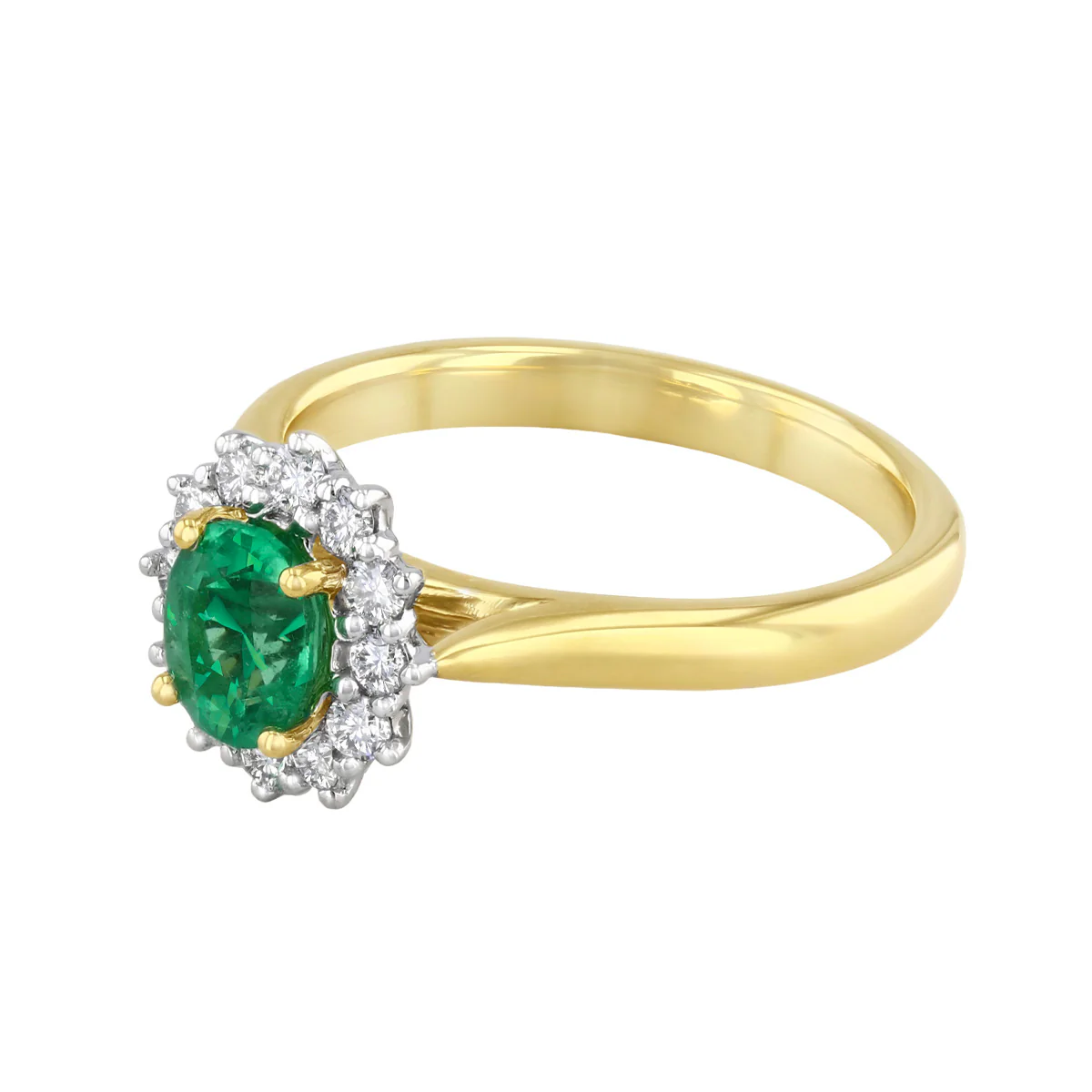 Heirloom Collection 0.64ct Oval Zambian Emerald and 0.30ct Diamond Cluster Rings | 18K Yellow Gold - Image 3
