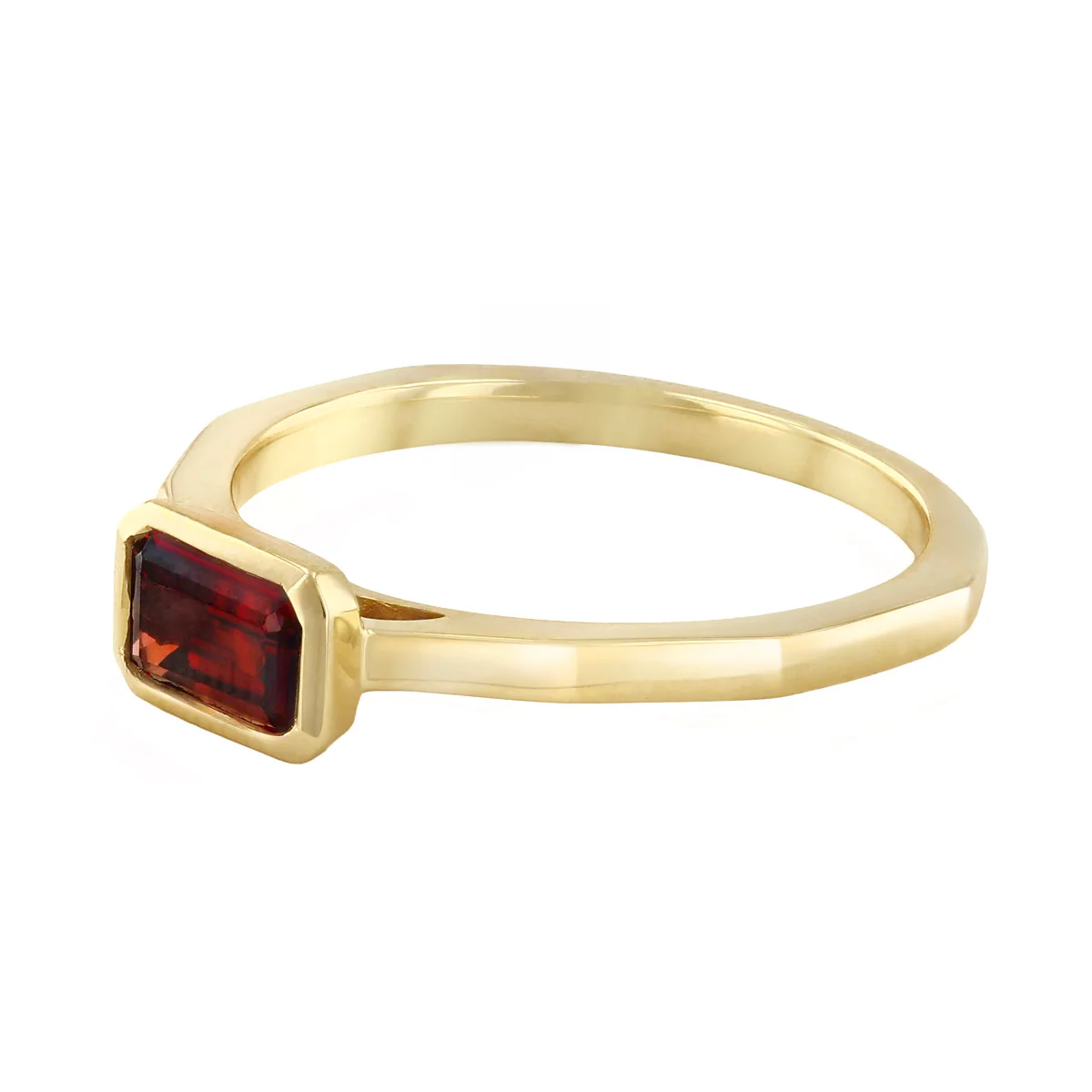 Birthstone Collection 0.75ct Octagonal Garnet Bezel Set Ring | 9K Yellow Gold - Image 3