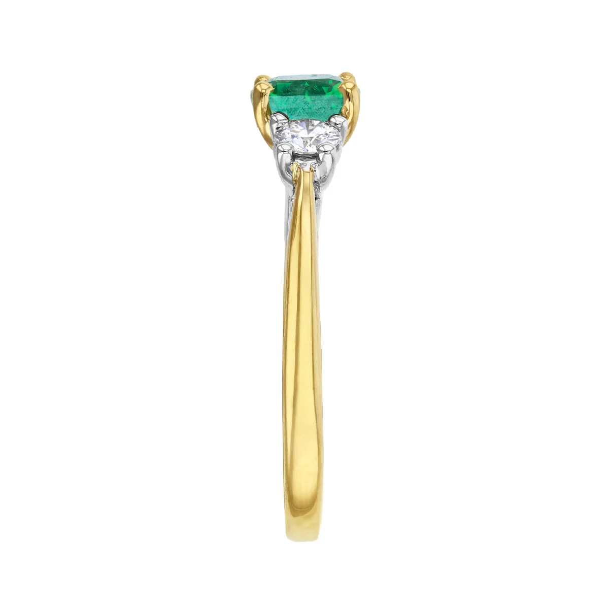 Heirloom Collection 0.90ct Cushion Cut Zambian Emerald and 0.27ct Diamond Three Stone Ring | 18K Yellow Gold - Image 4