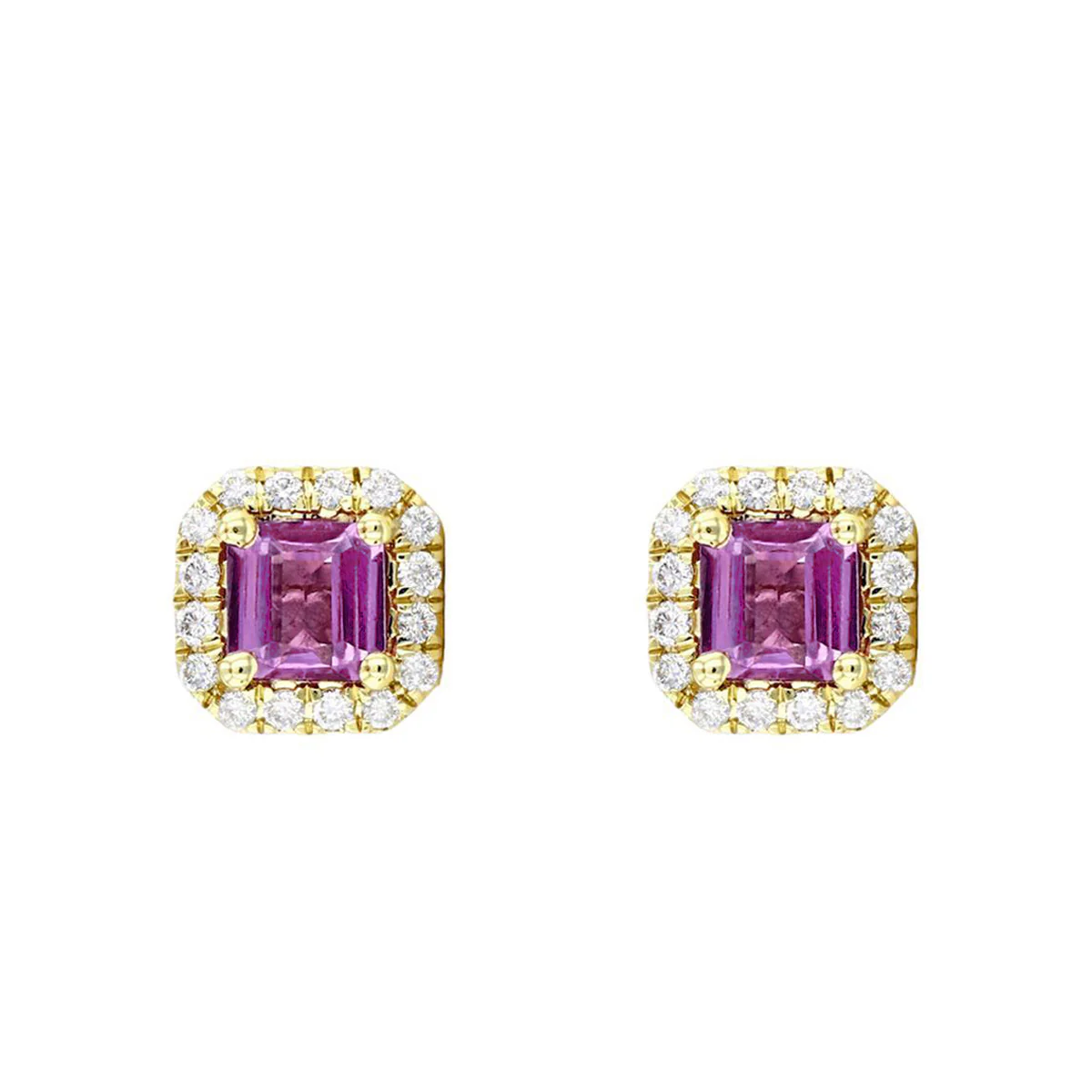 Bijou Collection 0.98ct Pink Sapphire & Diamond Cushion Halo Earrings - Image 3