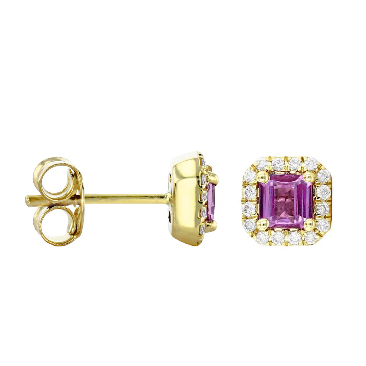 Bijou Collection 0.98ct Pink Sapphire & Diamond Cushion Halo Earrings - Image 4