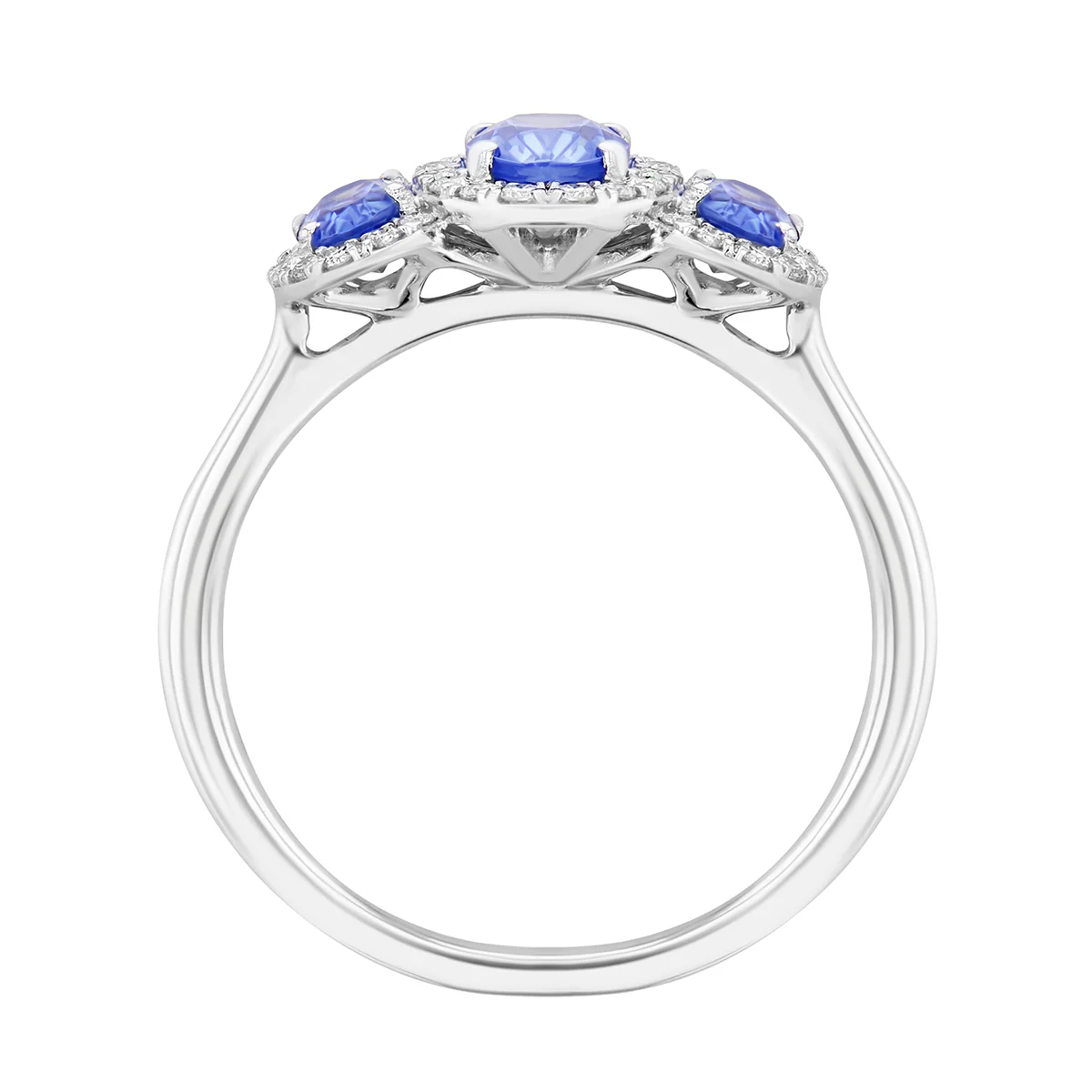 Bijou Collection 1.16ct Oval Blue Sapphire  & Diamond Triple Halo Cluster Ring | Platinum - Image 3
