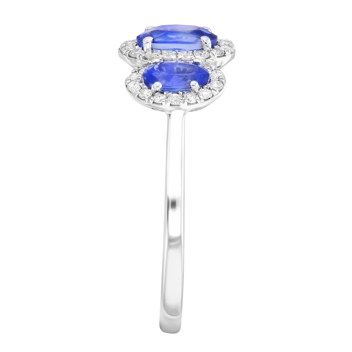 Bijou Collection 1.16ct Oval Blue Sapphire  & Diamond Triple Halo Cluster Ring | Platinum - Image 4