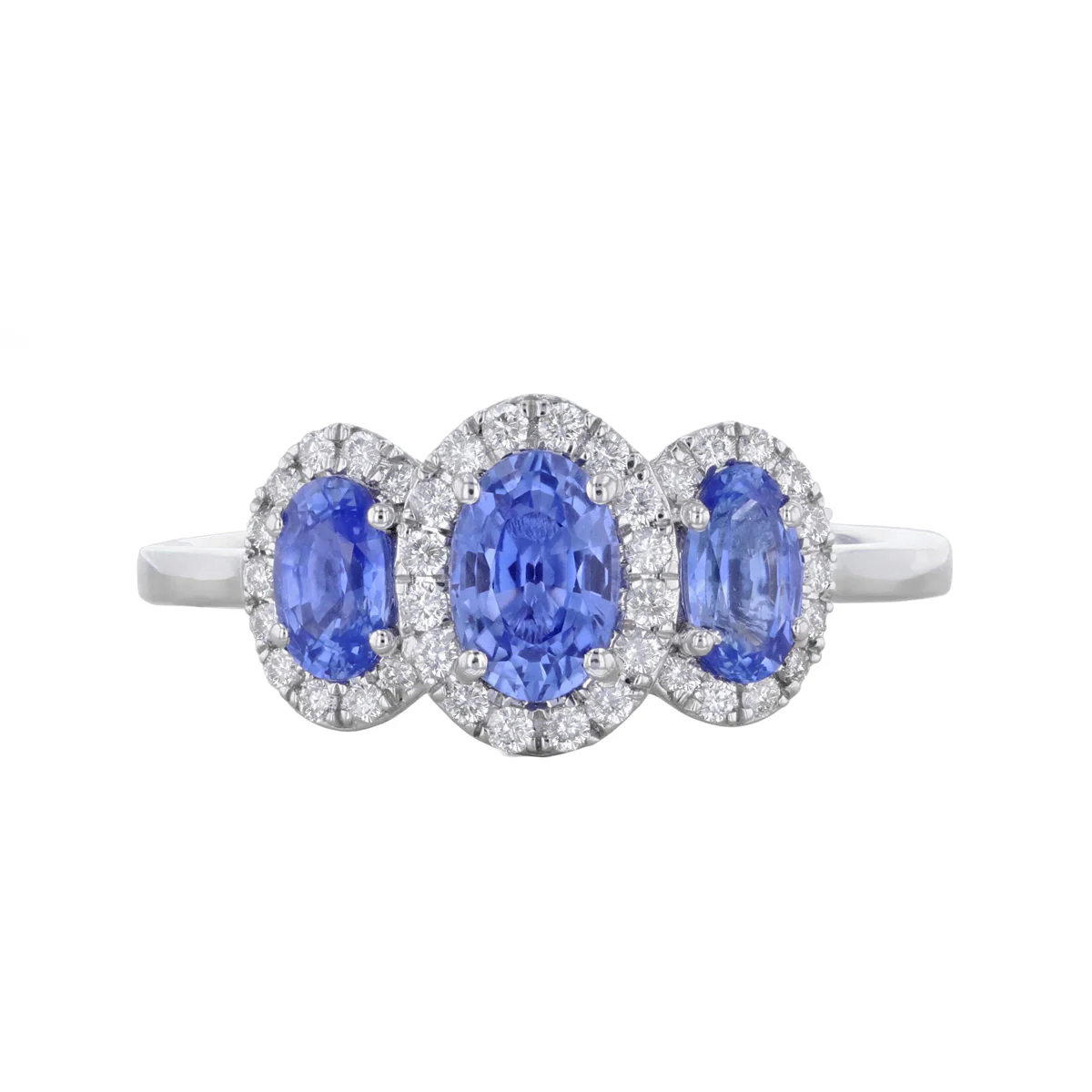 Bijou Collection 1.16ct Oval Blue Sapphire  & Diamond Triple Halo Cluster Ring | Platinum - Image 5