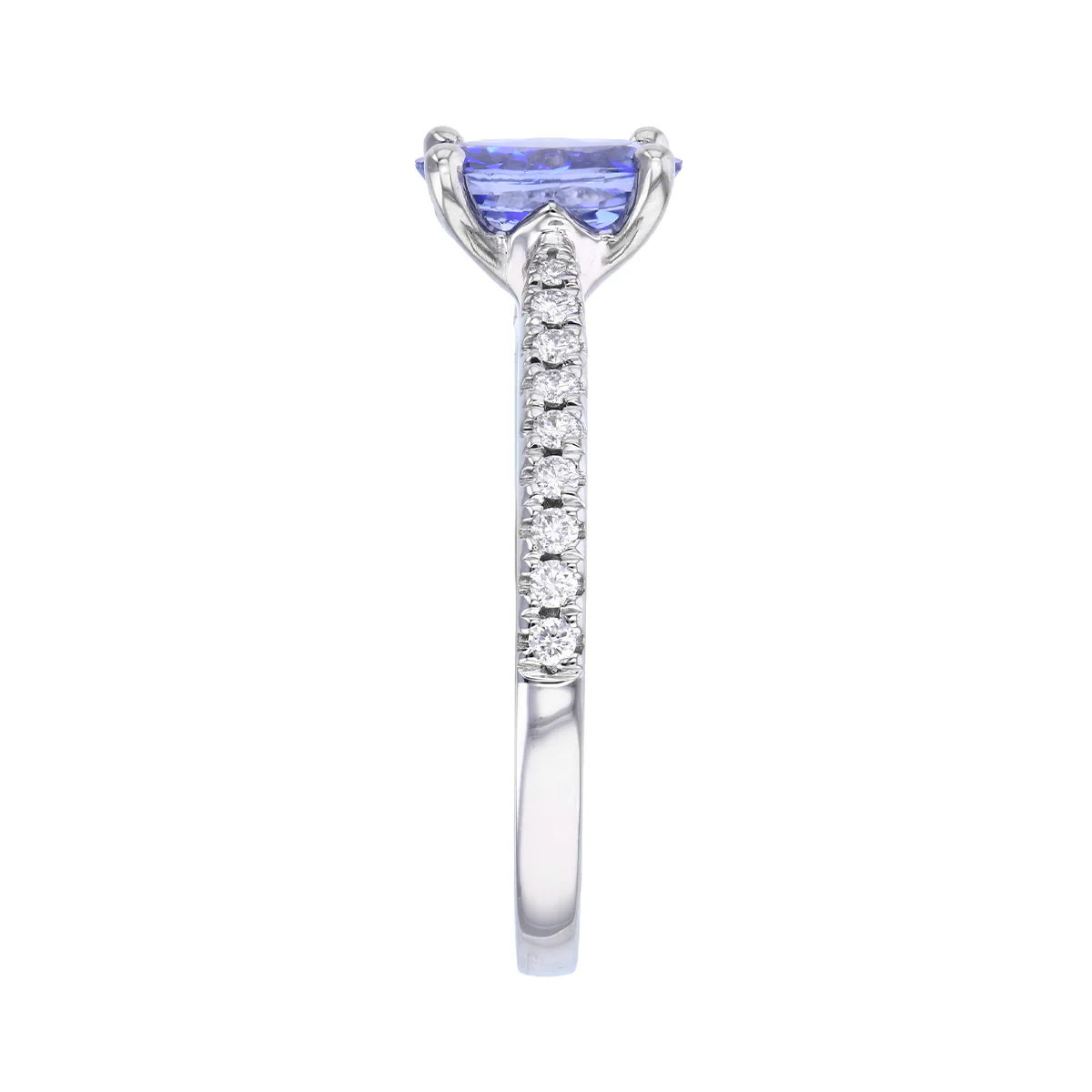 Heirloom Collection 1.31ct Oval Sapphire Poppy Shoulder Set Ring | Platinum - Image 4
