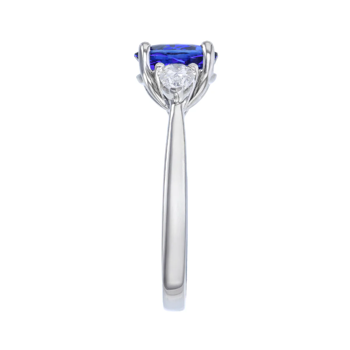 Heirloom Collection 2.11ct Oval Sapphire and 0.50ct Pear Cut Diamond Three Stone Ring | Platinum - Image 4