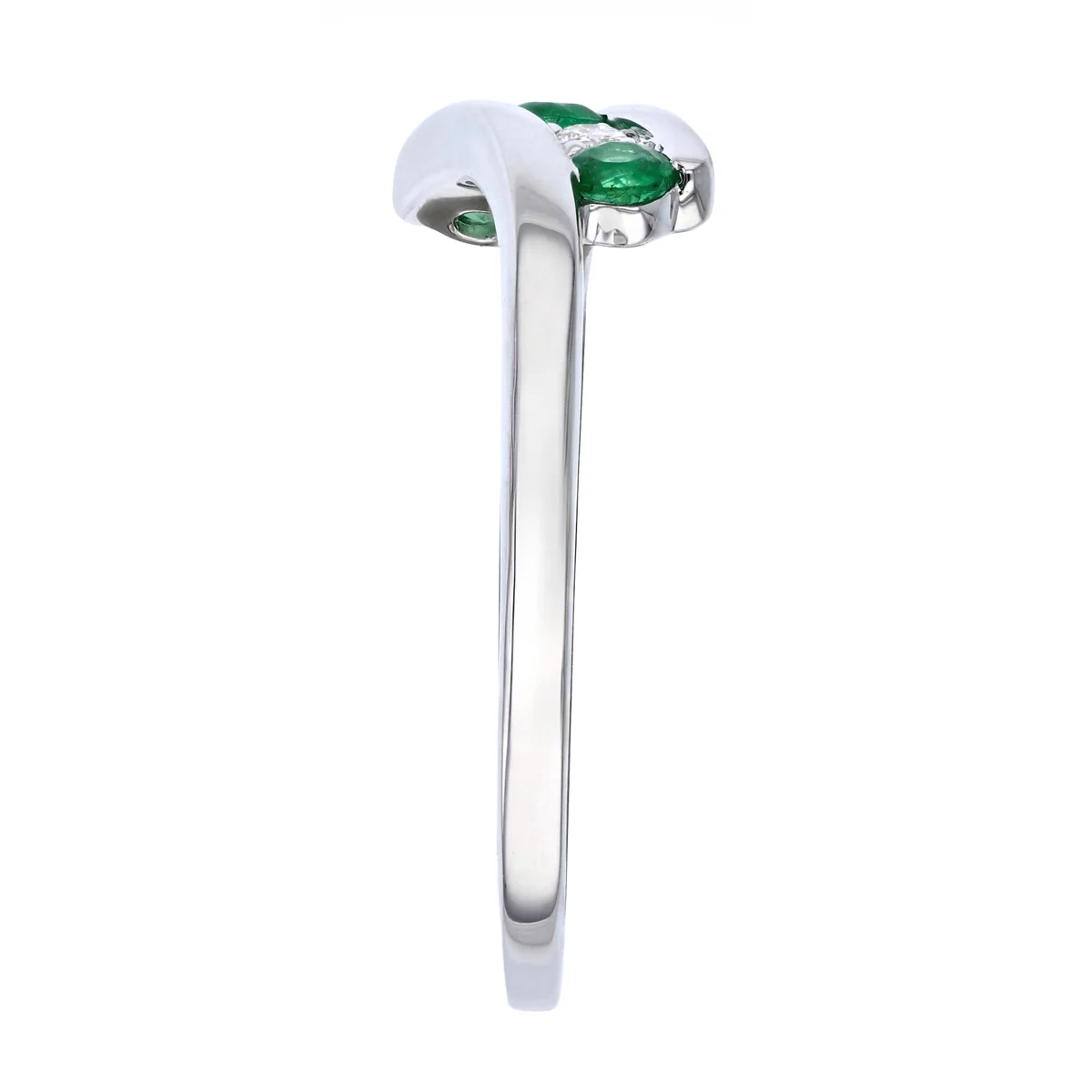 Birthstone Collection Emerald and Diamond Twist Ring | 9K White Gold - Image 4