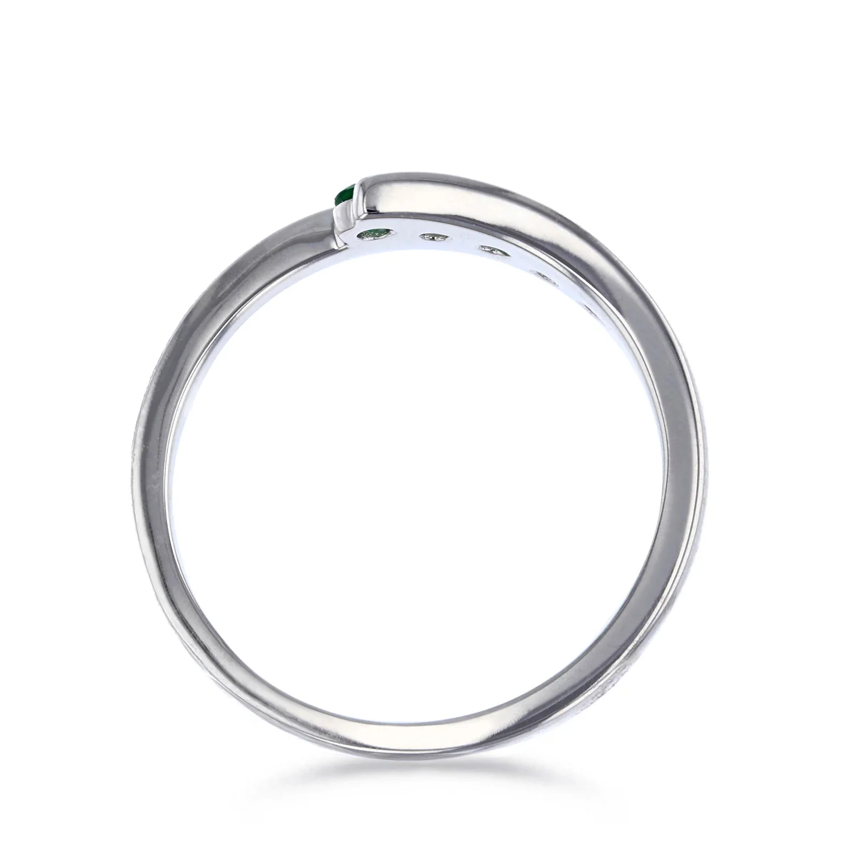 Birthstone Collection Emerald and Diamond Twist Ring | 9K White Gold - Image 5