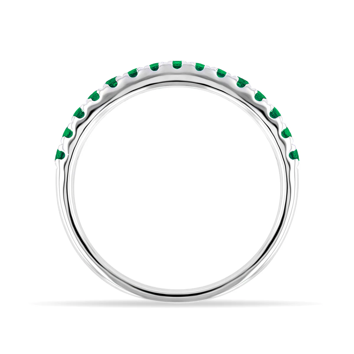 Bijou Collection Emerald & White Gold Stacking Ring - Image 3