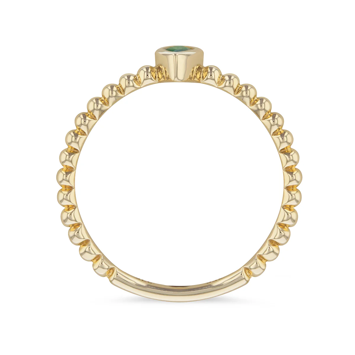 Bijou Collection Pear Emerald Bezel Set Beaded Ring | 9K Yellow Gold - Image 3