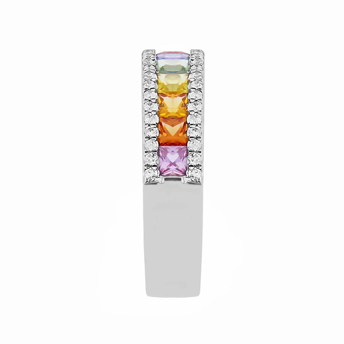 Bijou Collection Sapphire & Diamond Stacking Ring | 18K White Gold - Image 2
