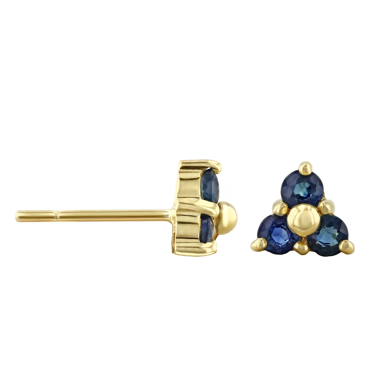 Birthstone Collection Sapphire Trefoil Stud Earrings | 9K Yellow Gold - Image 4