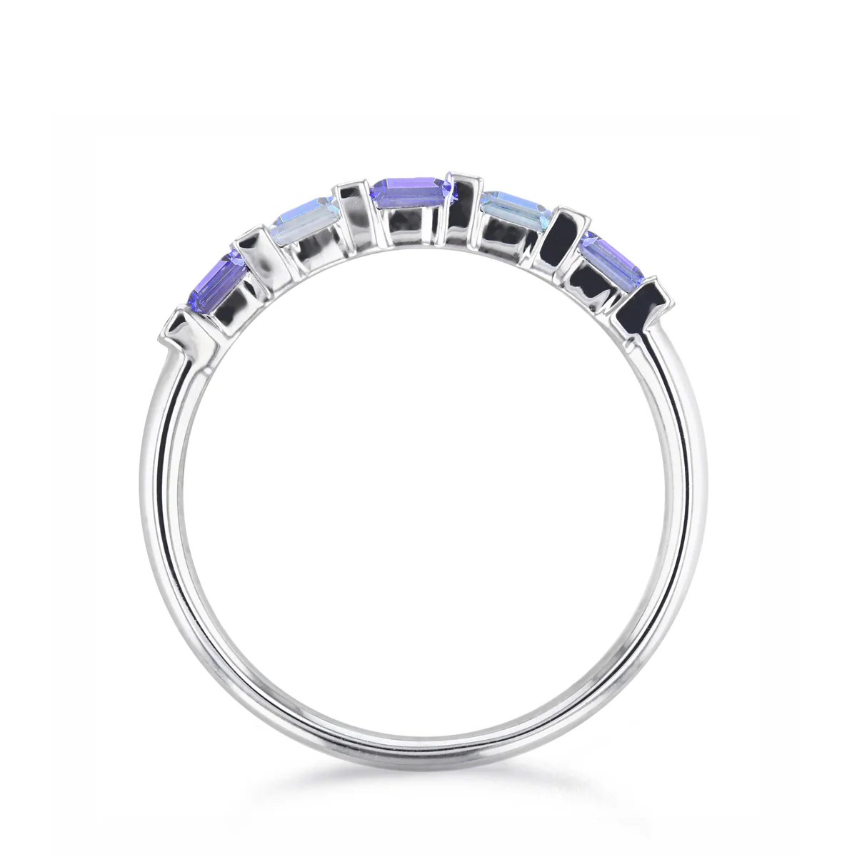 Bijou Collection Tanzanite and Topaz Baguette Cut Half Eternity Ring | 9K White Gold - Image 3