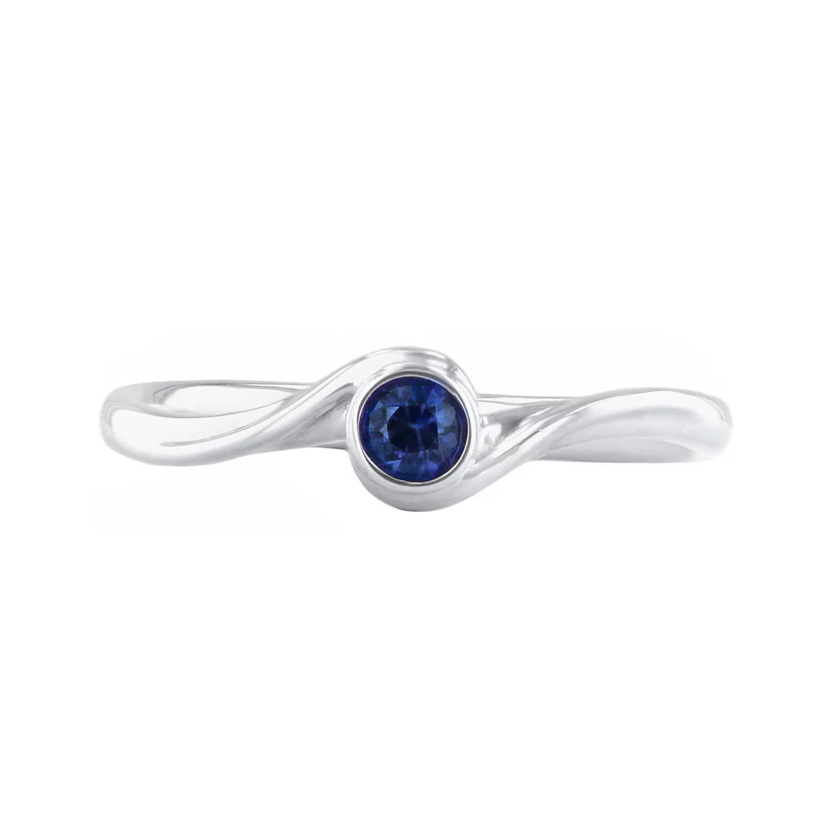 Birthstone Collection 0.15ct Sapphire Bezel Set Twist Ring | 9K White Gold - Image 2