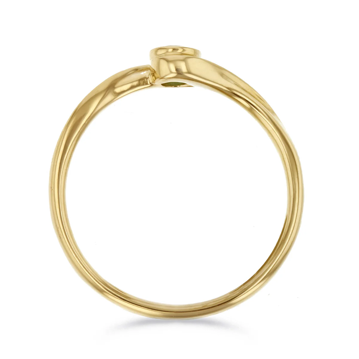 Birthstone Collection 0.16ct Emerald Rubover Bezel Set Twist Ring | 9K Yellow Gold - Image 5