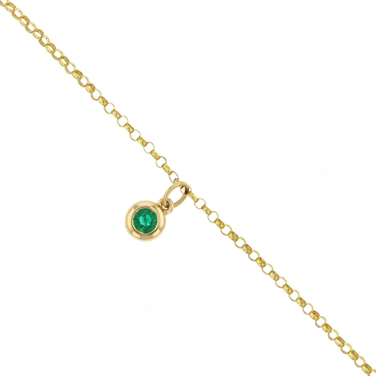 Birthstone Collection 0.18ct Bezel Set Charm and Belcher Bracelet | 9K Yellow Gold - Image 2