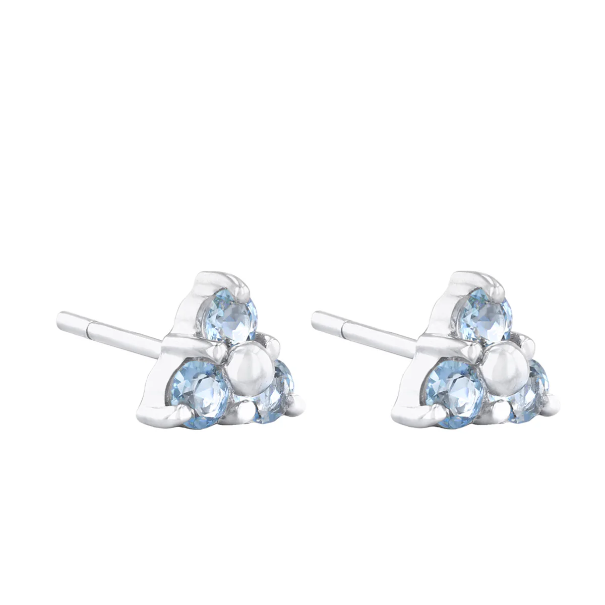 Birthstone Collection 0.34ct Aquamarine Trefoil Stud Earrings | 9K White Gold - Image 3