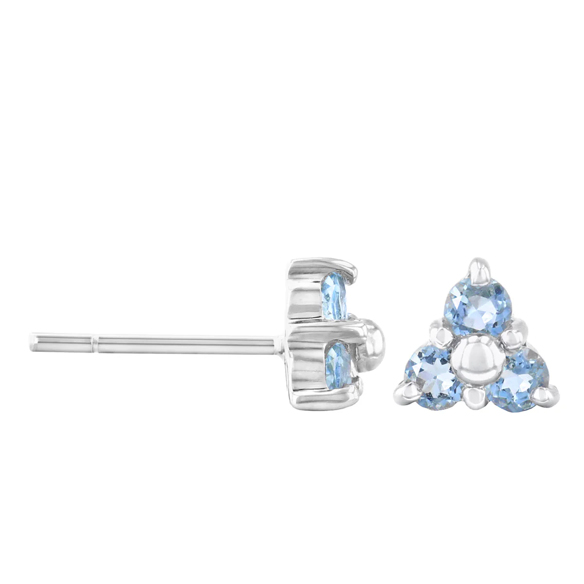 Birthstone Collection 0.34ct Aquamarine Trefoil Stud Earrings | 9K White Gold - Image 4
