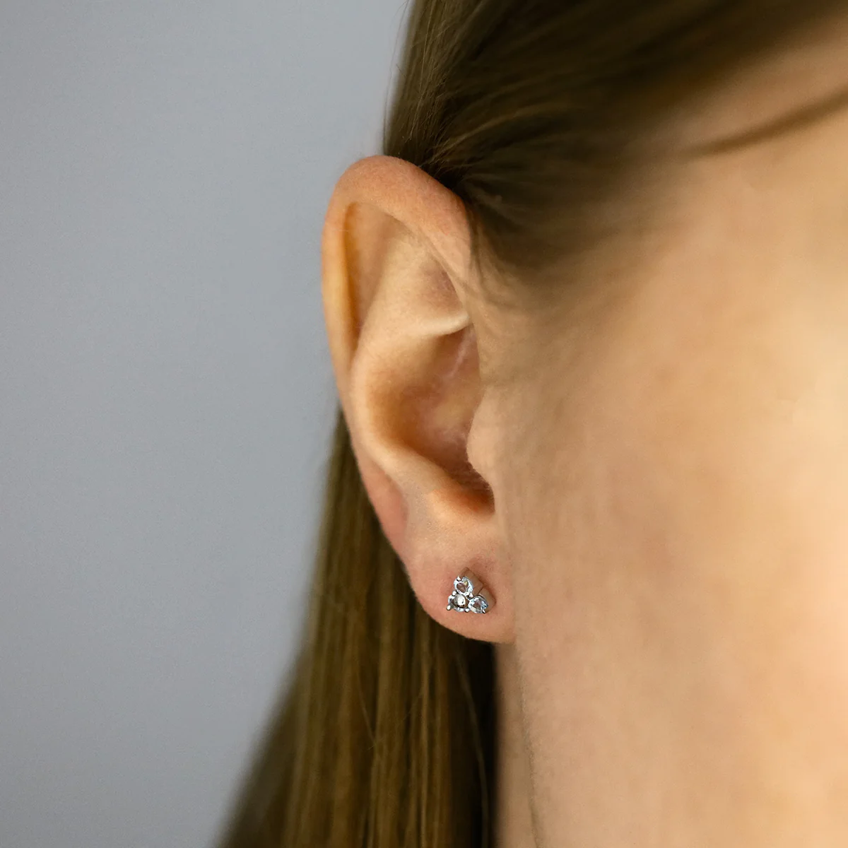 Birthstone Collection 0.34ct Aquamarine Trefoil Stud Earrings | 9K White Gold - Image 6