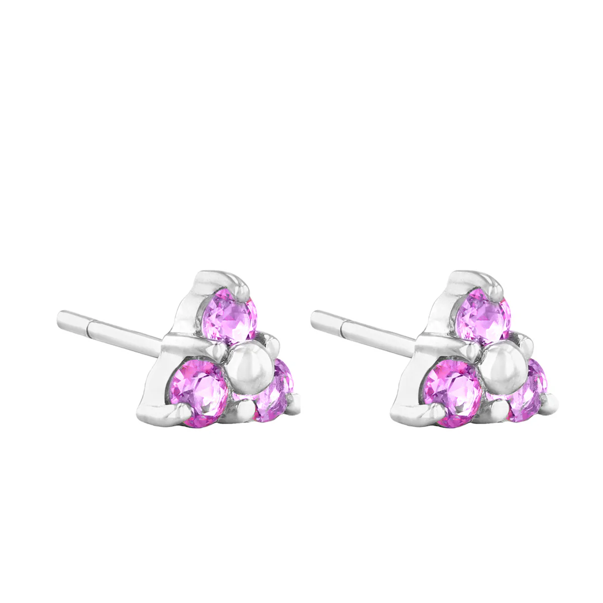 Birthstone Collection 0.38ct Pink Sapphire Trefoil Earrings | 9K White Gold - Image 3