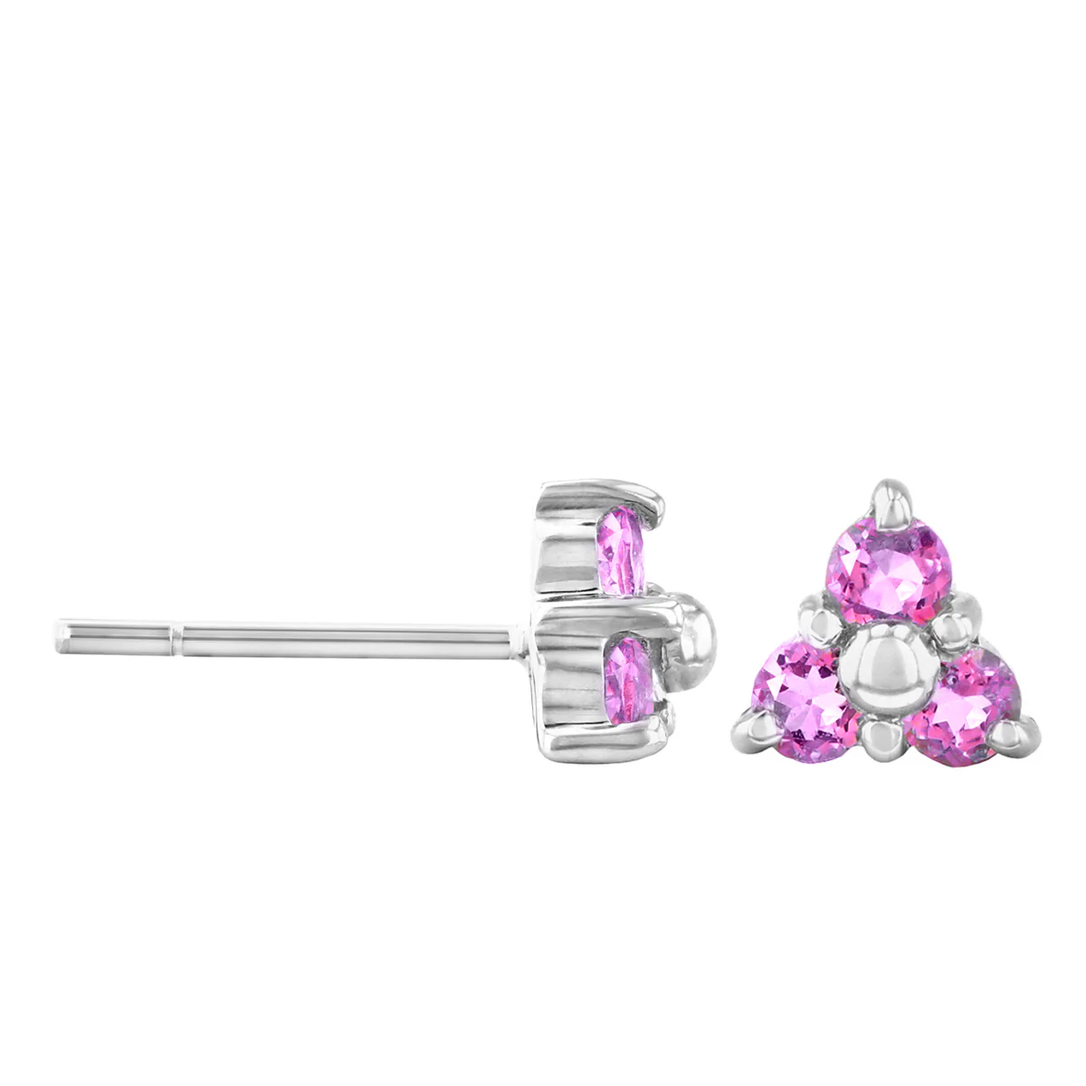 Birthstone Collection 0.38ct Pink Sapphire Trefoil Earrings | 9K White Gold - Image 4