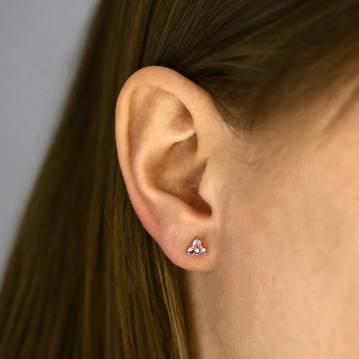 Birthstone Collection 0.38ct Pink Sapphire Trefoil Earrings | 9K White Gold - Image 5